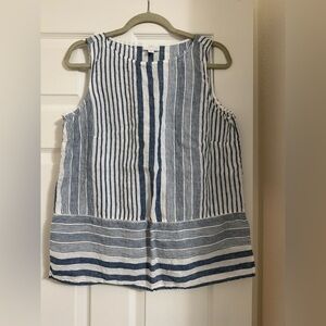 J Jill linen Striped Sleeveless Top in Blue and White
